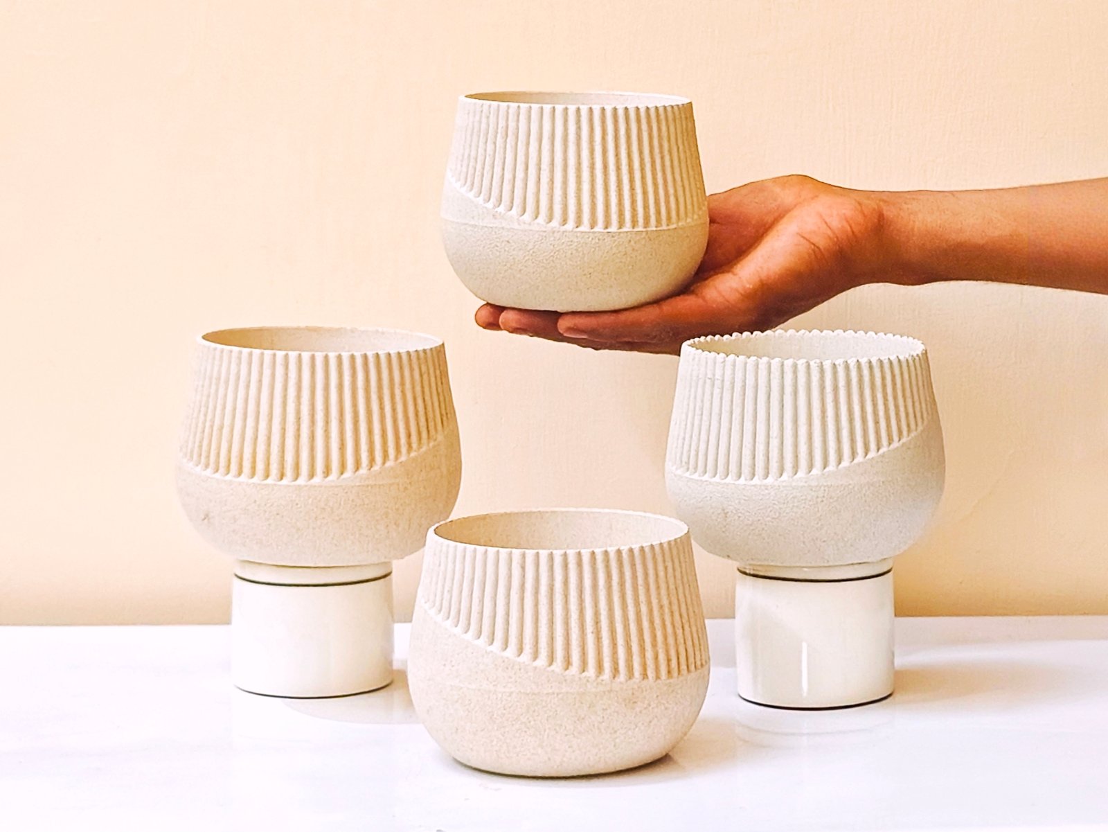 Earth-Friendly Oreo 4 inch small pots Sand Castle Color